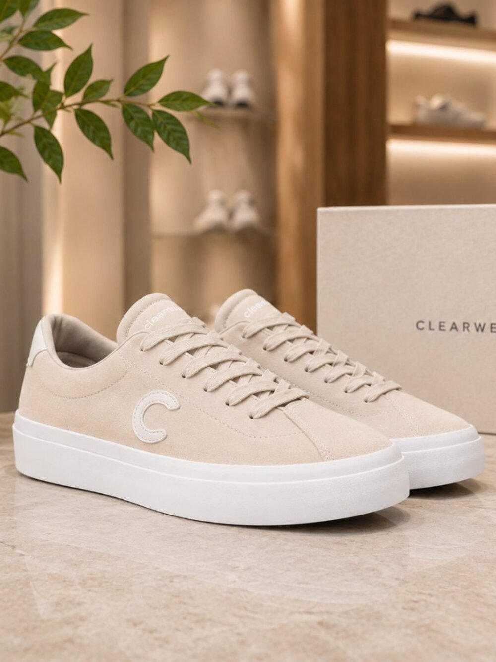 Clearweather Jet Stream Bone Italian Leather Suede Sneakers Men’s NIB